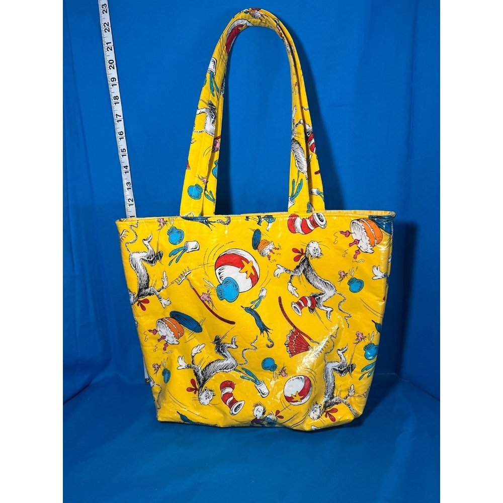 Dr. Seuss Cat in the Hat Yellow Tote Purse Bag Pocket on Inside - Picture 2 of 4